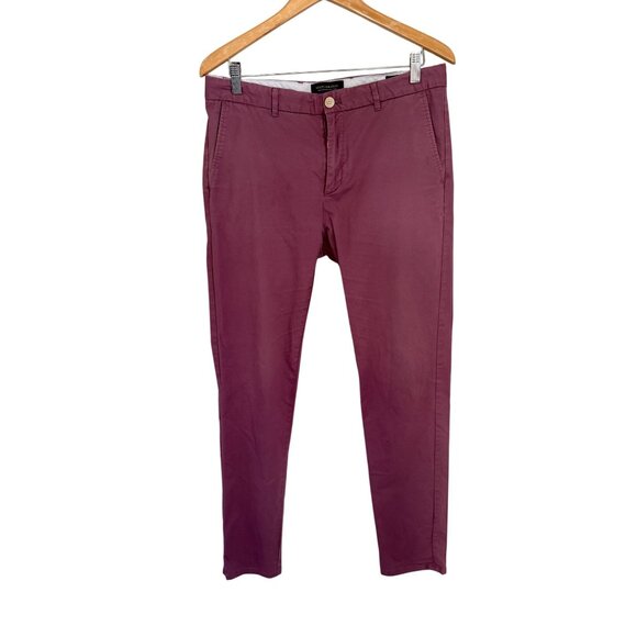 Scotch & Soda MOTT Mens Burgundy Slim Fit Chinos W32/L32 Cotton Blend - Picture 2 of 10
